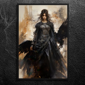 The Morrigan: Raven Wings - Transformational Essence and Shape-Shifter, Celtic Mythology Wall Art, Unframed