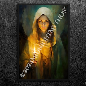 St Brigid: Flamekeeper Within the Darkness - Celtic Goddess of Hearth and Home - Healing and Protection - Irish Art Print, Unframed