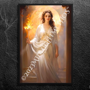 Hestia: Quiet Strength - Serene Guardian of the Home and Family, Embodiment of Warmth, Tranquility, Greek Mythology Wall Art Print, Unframed