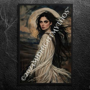 The Morrigan Art Print: Keltische Göttin des Friedens, Vollmond, wilde Felder
