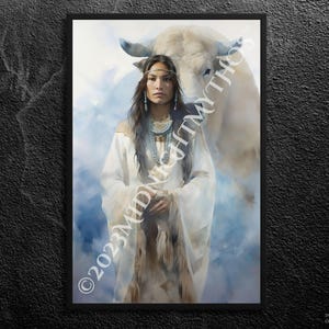 Lakota Legende: Weiße Büffelkalb-Frau (II) - Spirituelle Führerin, Sacred Pipe-Trägerin, Traumhafte heilige Überlieferung der Ureinwohner Amerikas Kunstdruck ohne Rahmen