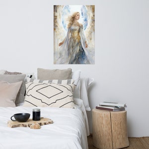 Freya in her Grand Hall Sessrúmnir within Fólkvangr: Divine Goddess of Radiant Love, Ethereal Beauty Norse Mythology Art Print, Unframed image 6