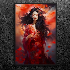 Amaterasu: Shinto Sun Goddess of Renewal - Clarity, Balance and Strength - Divine Feminine Japanese Mythology Wall Art Print Unframed
