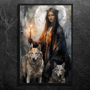 Hecate (Hekate) Art Print: Greek Goddess of Witches and Crossroads, Mythology Wall Art (Unframed)