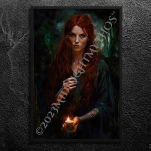 Celtic Goddess Brigid Art Print: Dark Forest Mythology (Unframed)