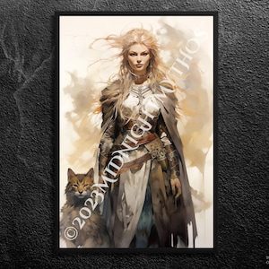 Freya: Goddess of Love, Beauty, and Fertility - Femininity, Fierce Love, Warrior Spirit - Norse Mythology Wall Art Print, Unframed