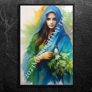 Mary Magdalene Art Print: Divine Feminine Portrait with Bird