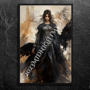 The Morrigan: Raven Wings - Transformational Essence and Shape-Shifter, Celtic Mythology Wall Art, Unframed