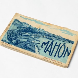 Stare pocztówki z Mahón, 15 sztuk, niebieskie, zdjęcia, historia Balearów