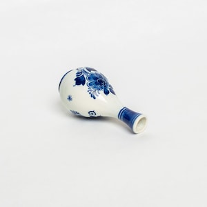 Tiny Vase Royal Delft Blue with traditional Dutch flower painting