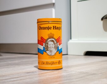 De Ruiter oranje hagel blik, Reina y princesa Holanda, 1980