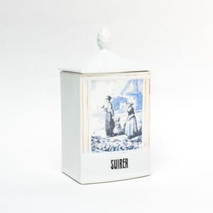 Vintage Porcelain Sugar Storage Container, herb canisters, storage jar pot