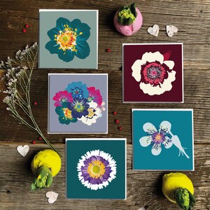 5 mutige Notizkarten, inspiriert von lokalen Wildblumen, digital erstellt und auf hochwertigem, strukturiertem und dickem Archivpapier gedruckt