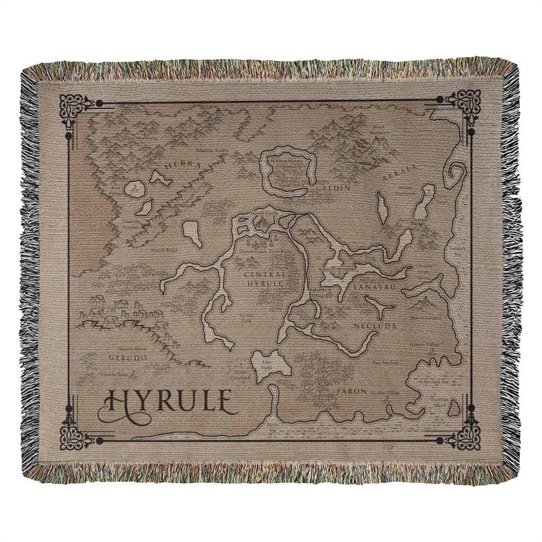 Hyrule Map | BotW | Fantasy Map | Blanket or Tapestry - Woven Blanket, 60" x 50" | Standard Throw