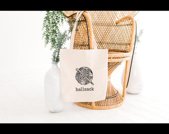 Funny Knitting & Crocheting Tote Bag Digital Download – Cheeky 'Ballsack' Design for Yarn Lovers, Crafters, DIY Gift Projects