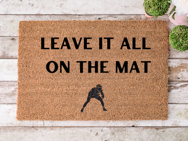 Wrestling Leave It All on the Mat Doormat Wresting Coach Gift Wrestling