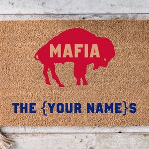 Buffalo Bills Mafia Personalized Welcome Doormat | NFL | Bills Welcome Door Mat | Buffalo Doormat |Buffalo Rug| Bills Mafia | Edit Last Name