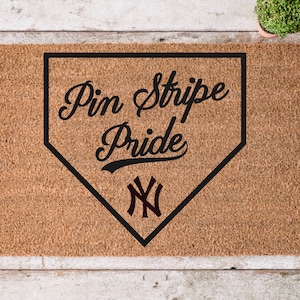 New York Yankees Doormat | Pin Stripe Pride Yankees Welcome Mat | Baseball Gift | Baseball Doormat | Yankees Rug | Custom Doormat | NYC Gift