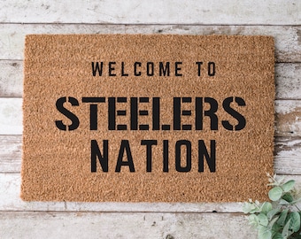 Benvenuto allo zerbino Steelers Nation / NFL / Tappeto Steelers / Zerbino Pittsburg / Tappeto da calcio / Steelers Nation / Regalo Steelers
