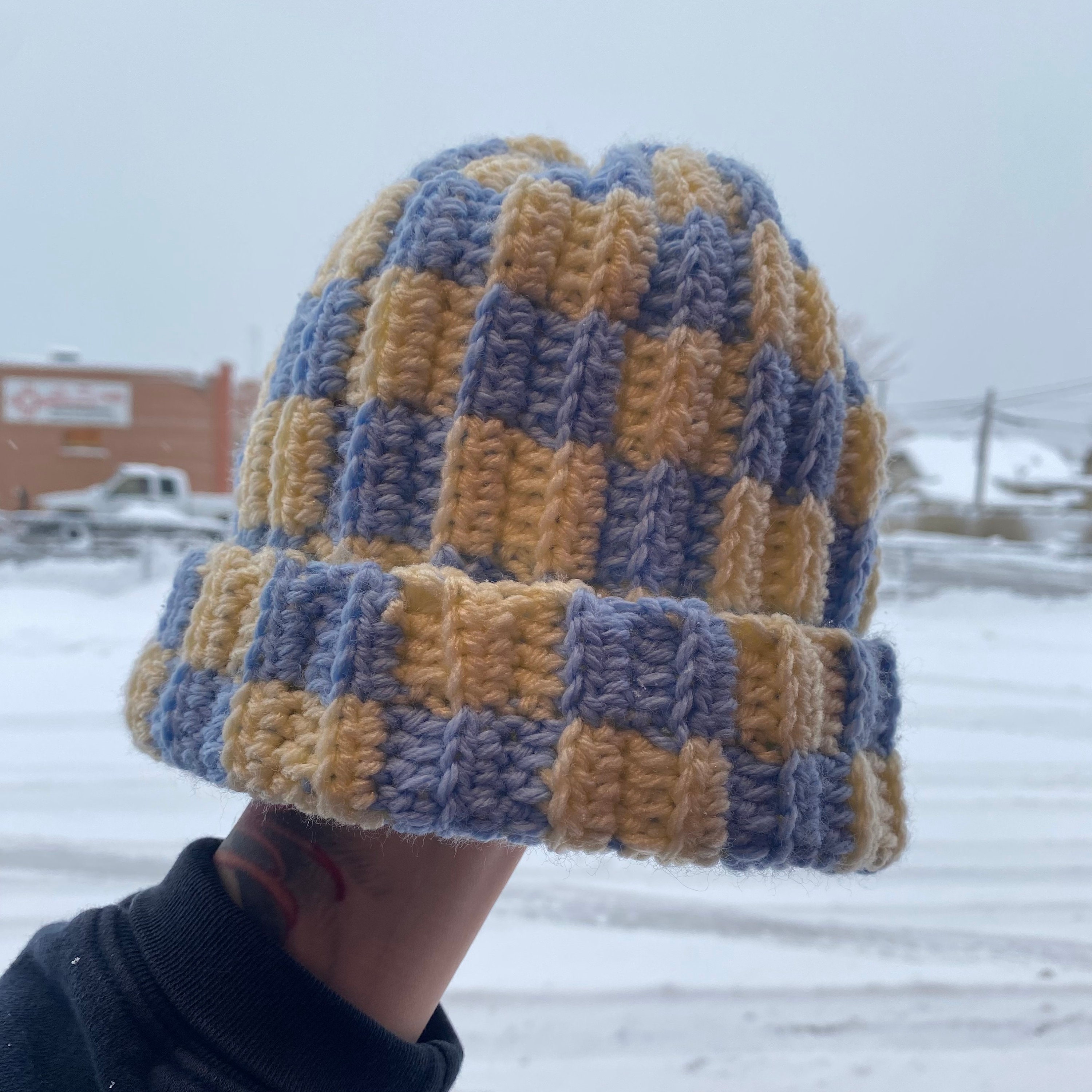 Thick Checkerboard Beanies UK