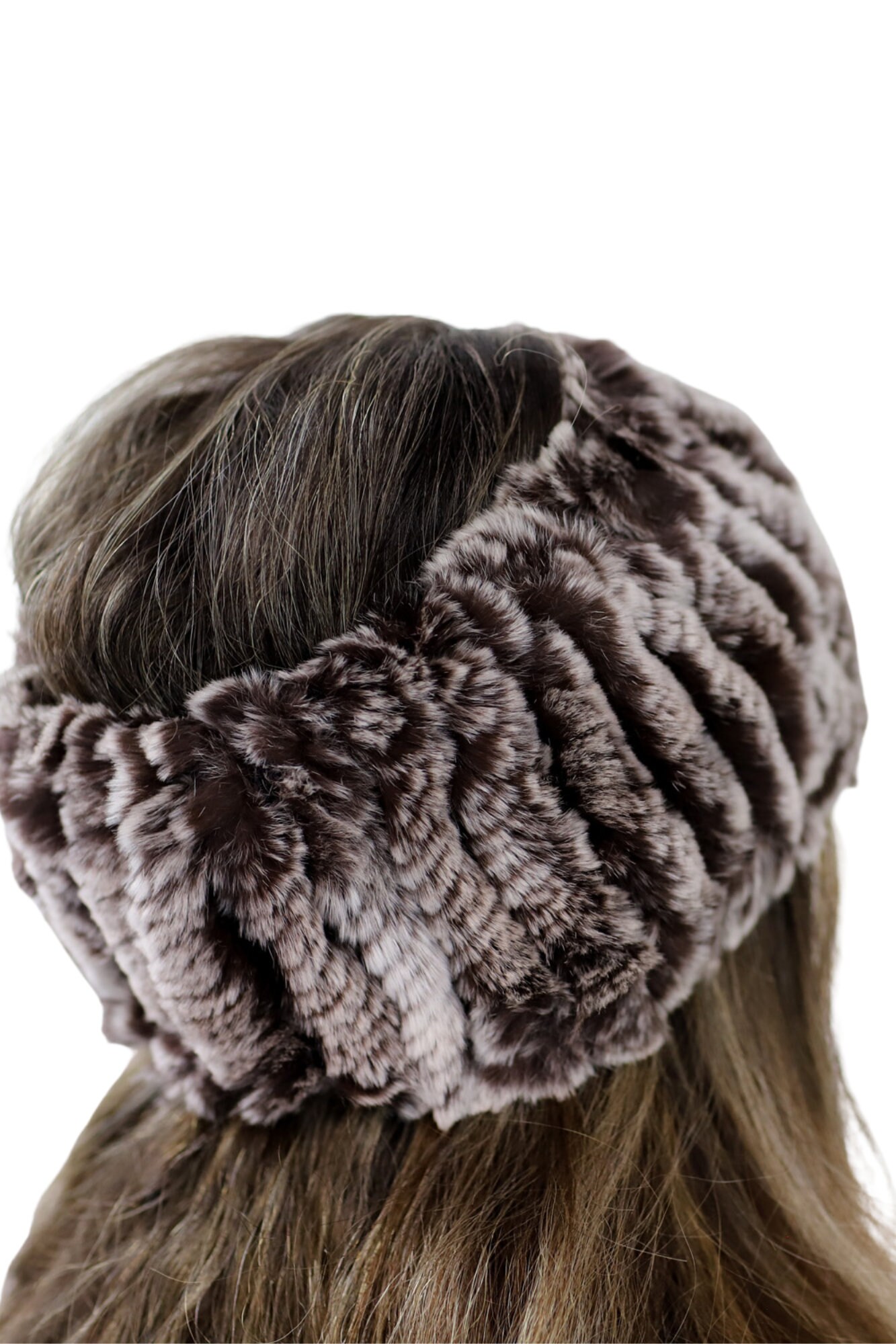 La Fiorentina Genuine Rex Rabbit Fur Headband Blue Pink Gray Colorblock Winter All Furs – La Fiorentina main image 4