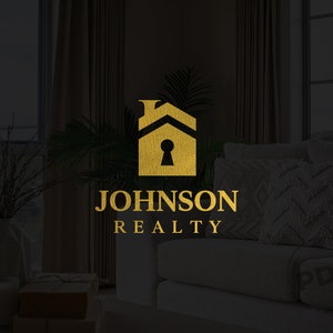 Real Estate Logo, Realtor Logo, Minimalist Logo, Real Estate Agent Logo, House Logo, Keyhole Logo, Gold Logo, Broker Logo, Premade Logo