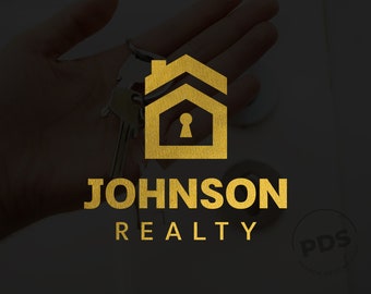 Real Estate Logo, Realtor Logo, Minimalist Logo, Real Estate Agent Logo, House Logo, Keyhole Logo, Gold Logo, Broker Logo, Premade Logo