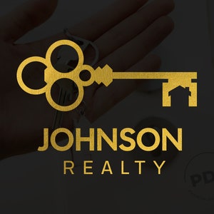 Logotipo de bienes raíces, Logotipo de agente de bienes raíces, Logotipo minimalista, Logotipo de agente de bienes raíces, Logotipo de llave, Logotipo de la casa, Logotipo de oro, Logotipo del corredor, Logotipo prefabricado