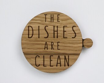 Dishwasher Reminder, Dirty Clean Dishwasher Magnet, Wood Kitchen Minimalist Sign, Gift for Homeowners, Refrigerator Magne, Wedding Gift