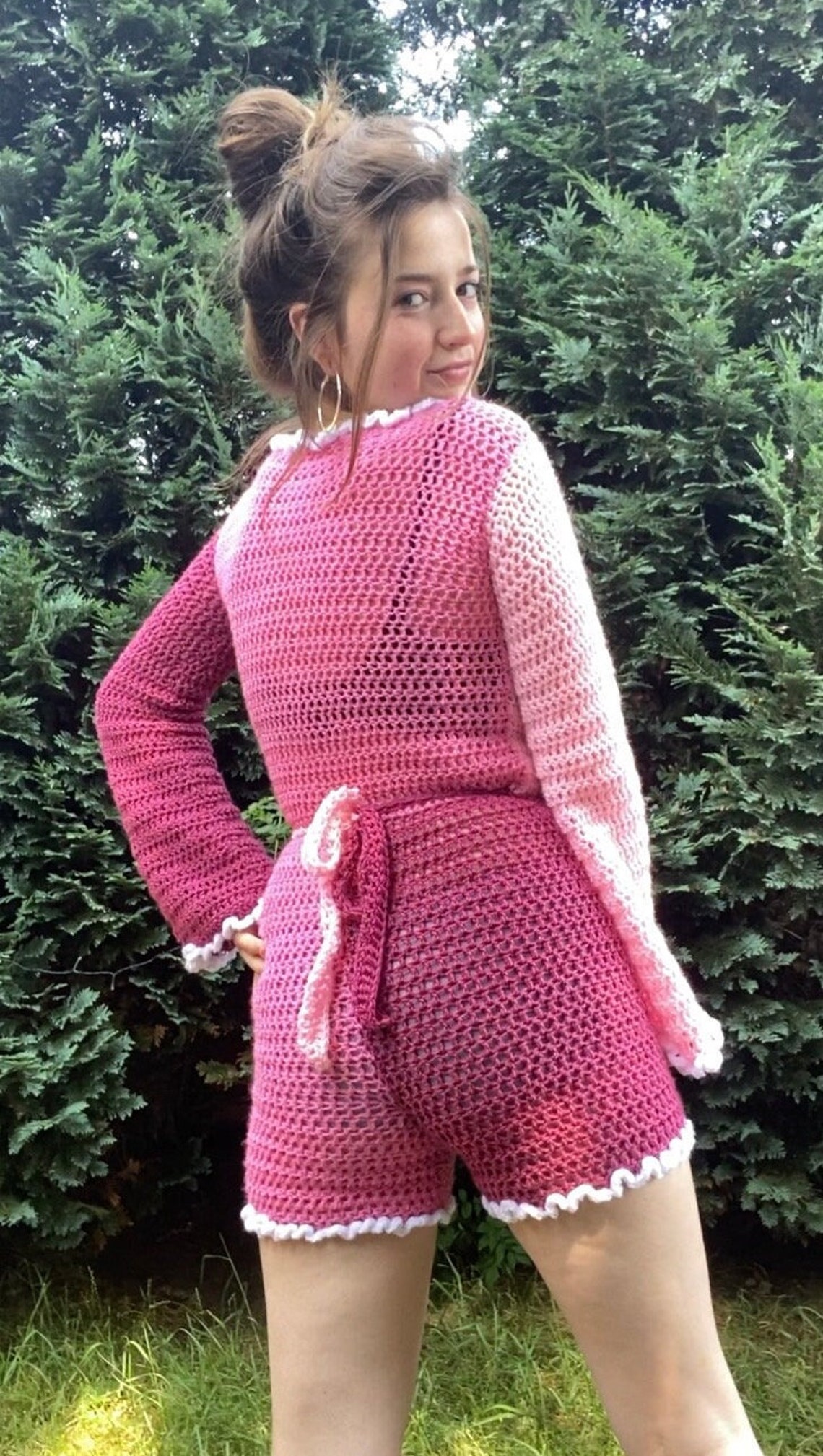 Crochet Sheer Mesh Sequined Polka Dot Jumpsuit main image 0