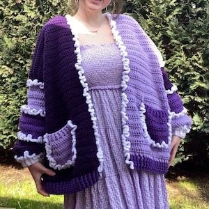 Ombre Purple Cake Crochet Cardigan Handmade