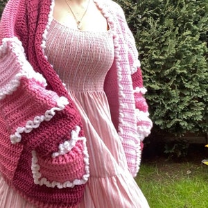 Ombre Pink Cake Crochet Cardigan Handmade
