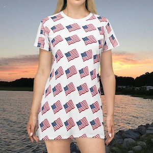 American Flag T-Shirt Dress - Patriotic Summer Holiday Special