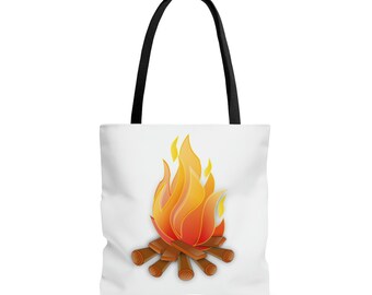 Campfire Tote Bag, Camping, Hiking, Campfire, Outdoors, Outdoor life, Beach Life, Tote