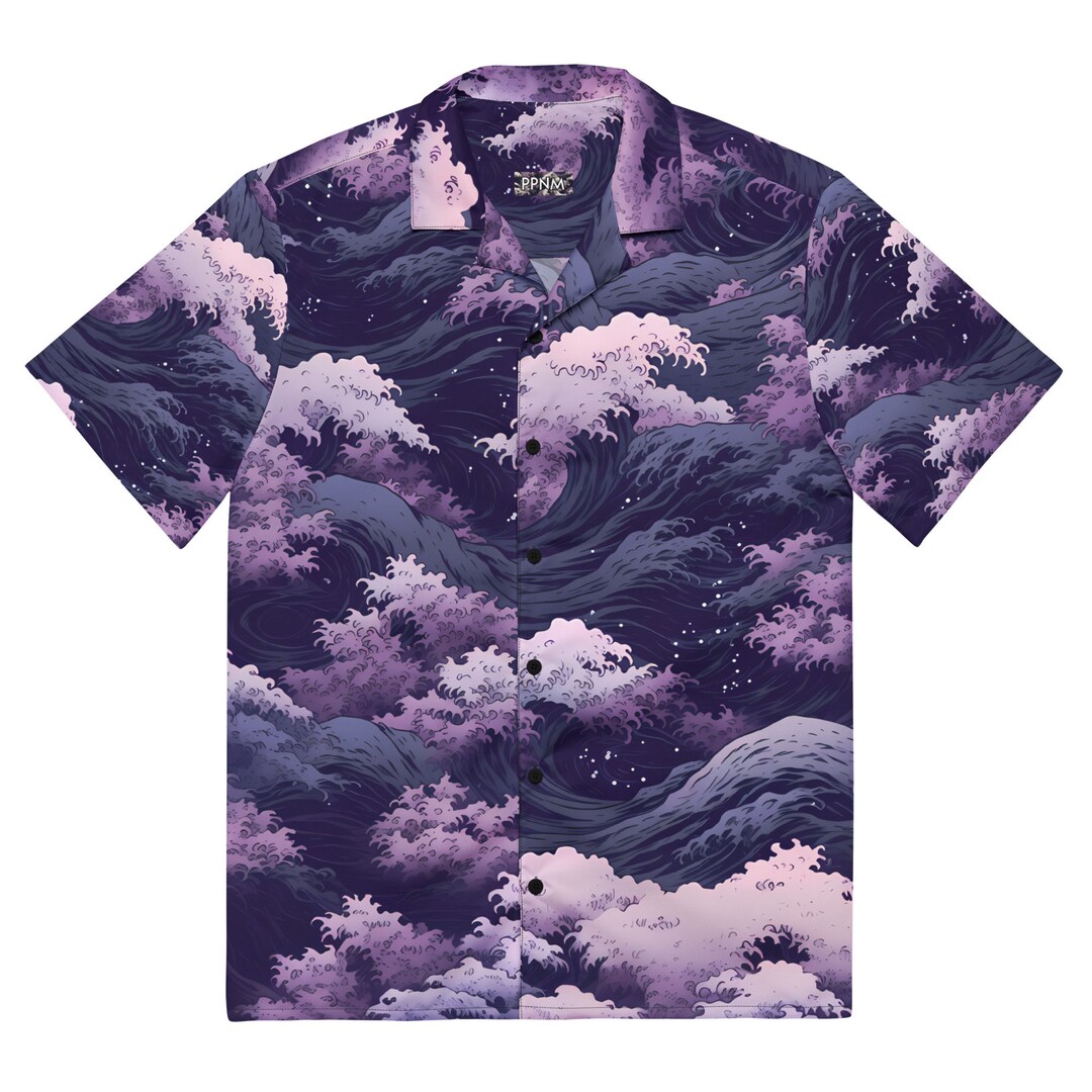 Premium Lightweight Button-up Shirt "purple Waves" - Waves Exclusive ...