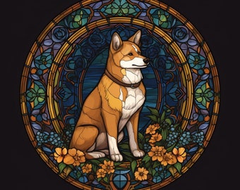 Impresión digital de vidrieras de Shiba Inu