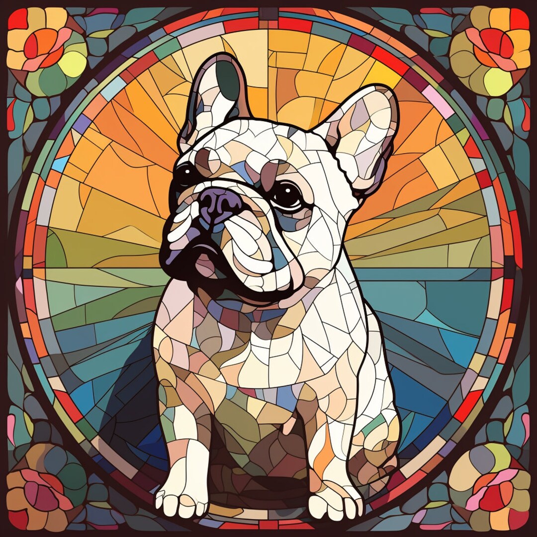 French Bulldog Stained Glass Digital Print 2 Etsy