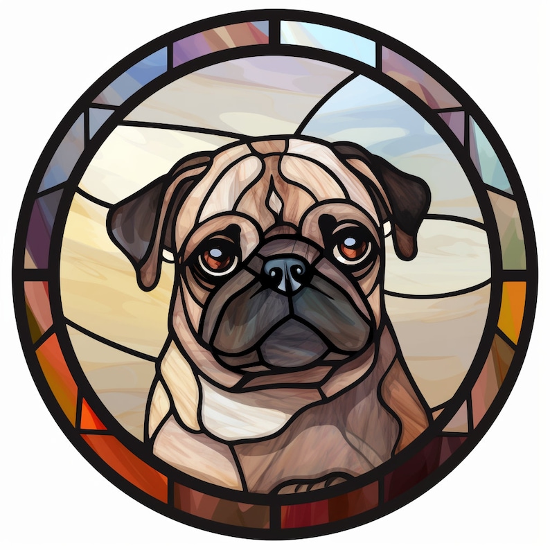 Pug Stained Glass Digital Print Etsy