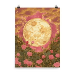 Venus entre las rosas 2 - Libra - Póster de papel mate mejorado, decoración de diseño, lienzo de decoración de habitaciones