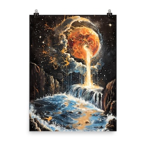 Gold Stream: póster de papel mate mejorado, Decoración de diseño, Lienzo de decoración de habitaciones