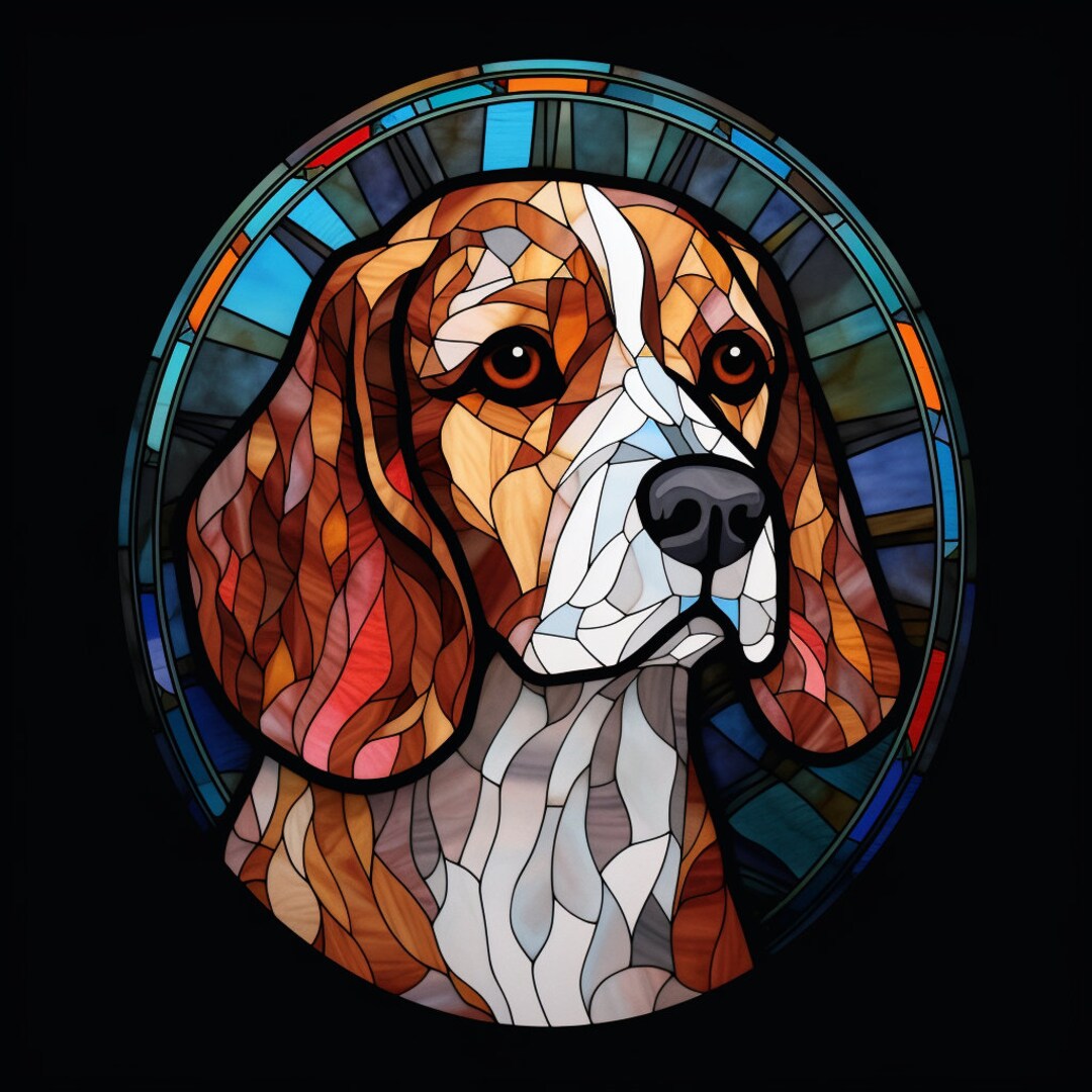 Beagle Stained Glass Digital Print - Etsy