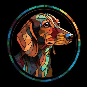 Dachshund Stained Glass Digital Print