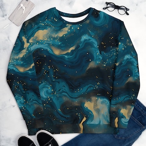 Starry Night Marbled Premium Unisex Sweatshirt 'Ocean of Stars' - Exclusive Drop Collection