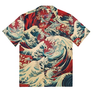 Premium Lightweight Button-Up Shirt &quot;Red Horizon&quot; - Waves Exclusive Drop Collection