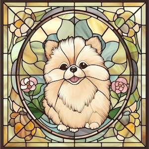 Pomeranian Stained Glass Digital Print