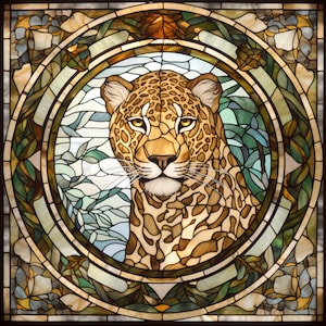 Leopard Stained Glass Digital Print