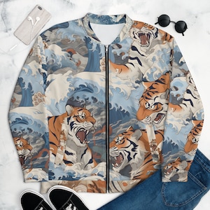 The Great Tiger Wave Bomber Jacket - Ukiyo-e Style Inspired Wearable Art - Exclusive Drop Collection