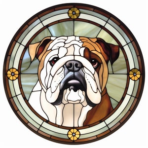 English Bulldog Stained Glass Digital Print