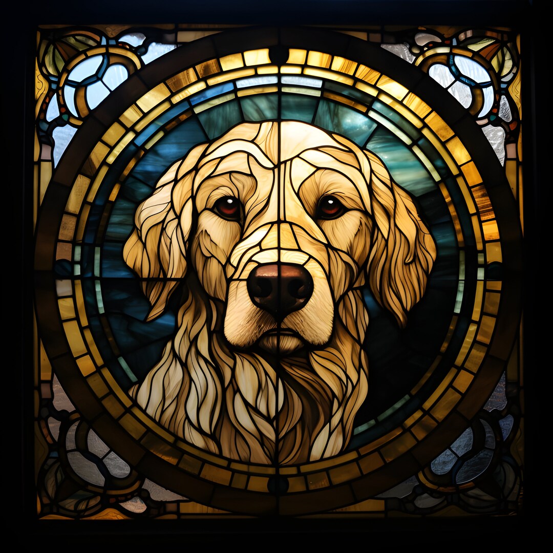 Golden Retriever Stained Glass Digital Print - Etsy