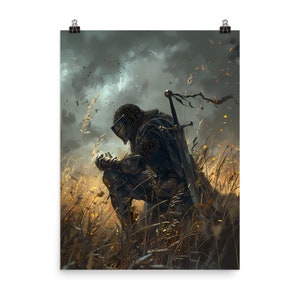 Lone Knight 5: Póster de papel mate mejorado, Decoración de diseño, Lienzo para decoración de habitaciones